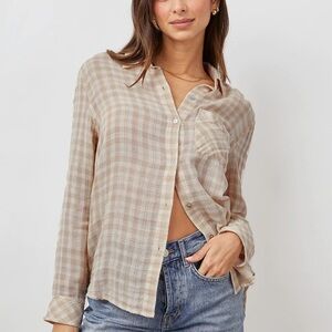 Rails Ellis Cream & Sand Button-up - Size small